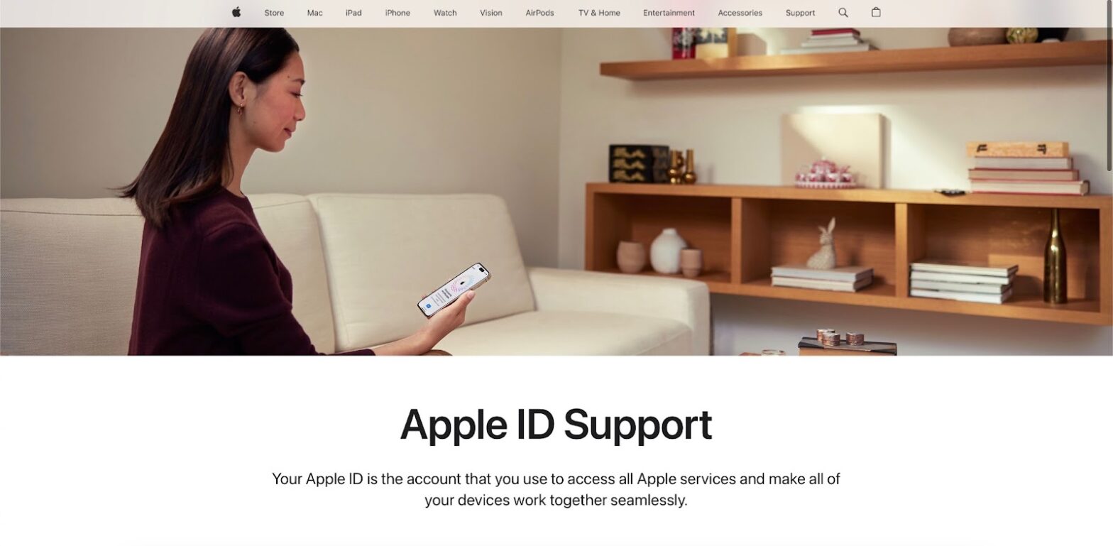 Home page for checking Apple ID