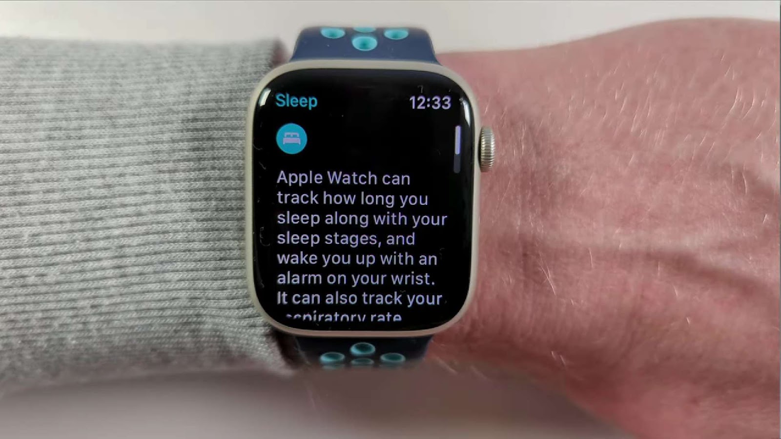 Close up of Sleep app for Apple Watch