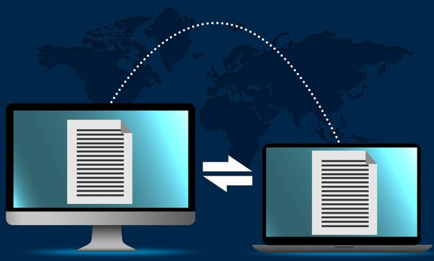 Laptop and computer, the process of transferring data