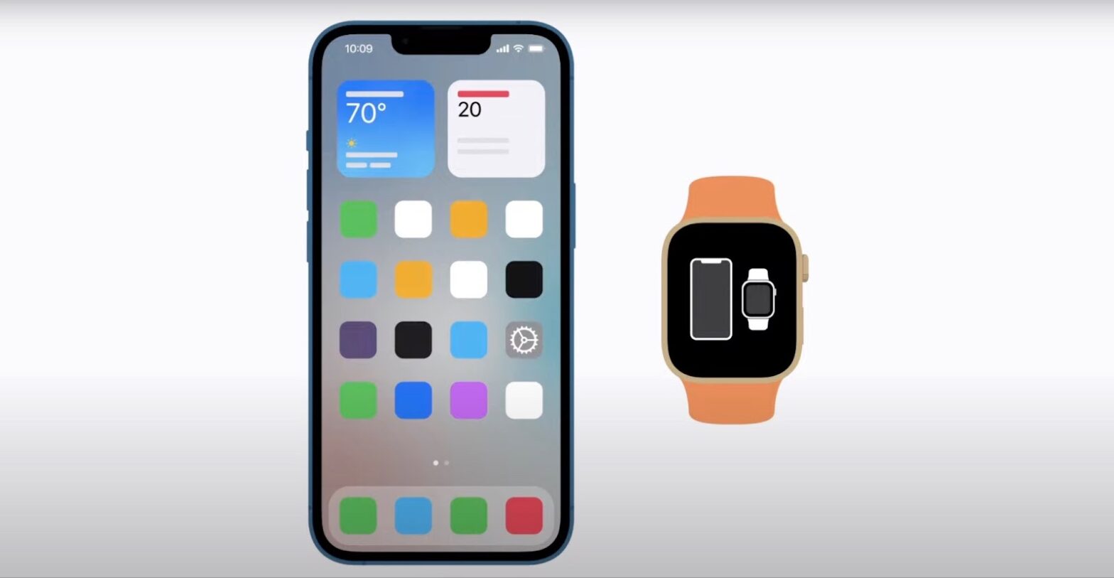 Apple watch and smartphone on a white background