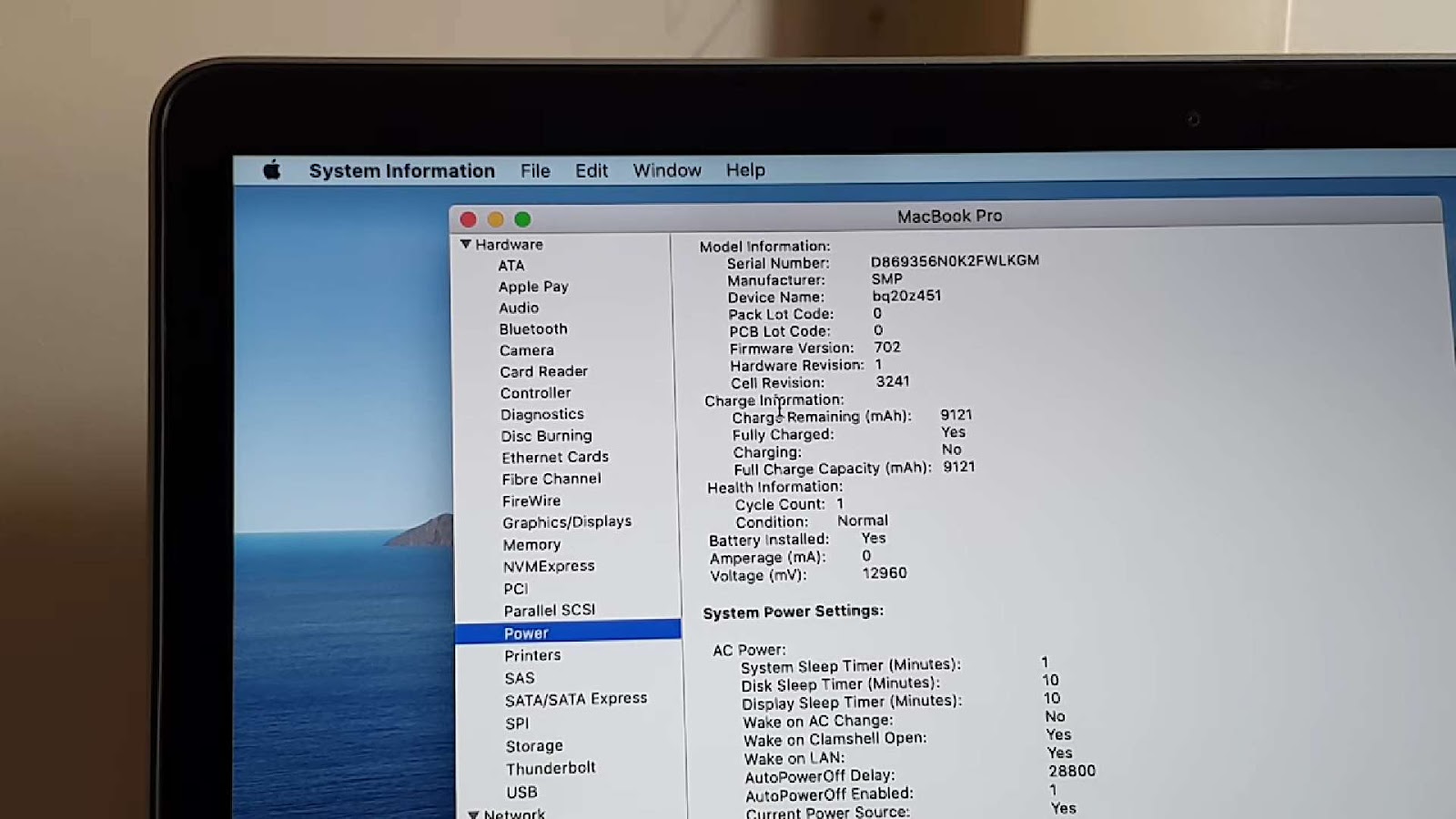 Process of checking battery cycle on macbook
