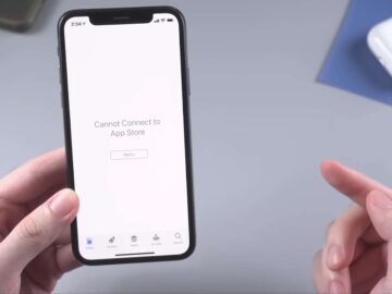 Photo of iPhone with connection problem to App Store