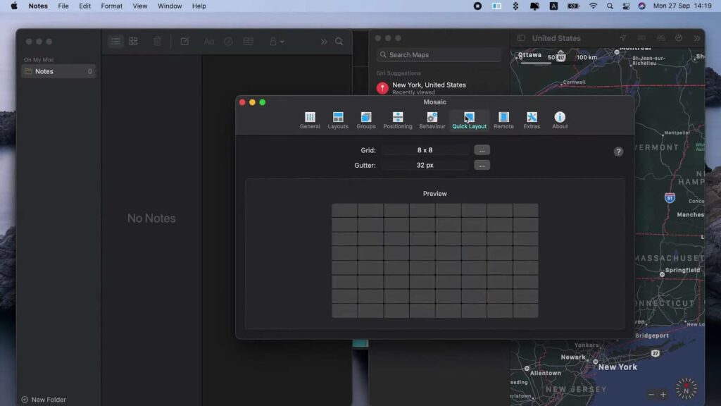 Example of split screen on Mac